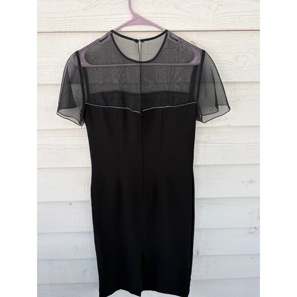 Vintage *Ann Hobbs for Cattiva* Black Sheer Dress Rhinestone Detail Women's 10 - Picture 2 of 9